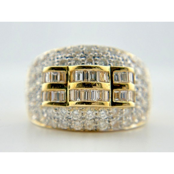 2ctw Baguette & Round Diamond Channel Set Band Ring in 18K Yellow Gold Size 7.5 - Picture 2 of 14